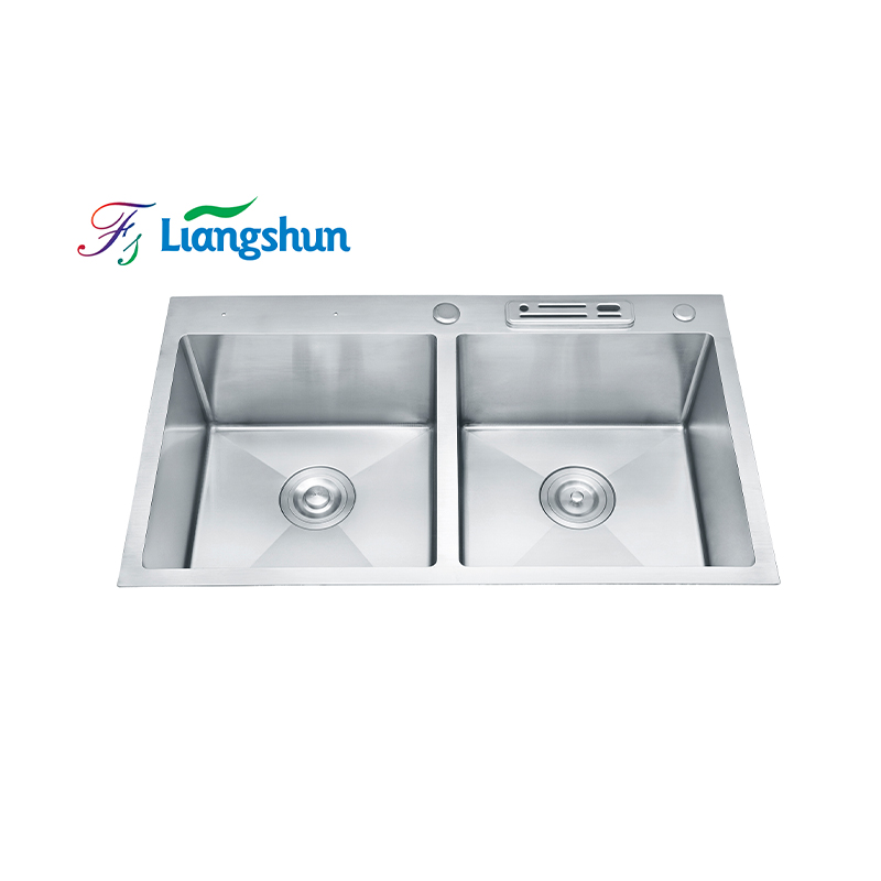 Fregadero SUS304 Deep Basin Nano Double Bowl Undermount Fregadero de cocina negro de acero inoxidable hecho a mano